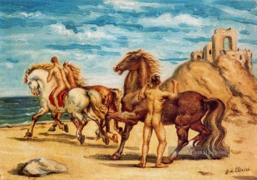  pferd - Pferde mit Reiter Giorgio de Chirico Metaphysischer Surrealismus